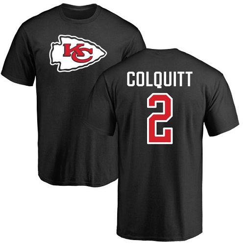 Men Kansas City Chiefs #2 Colquitt Dustin Black Name and Number Logo TShirt